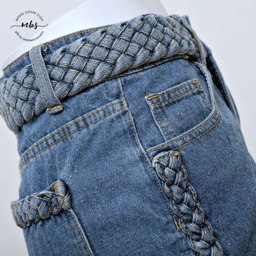 Superdown at Revolve Angeline Braided Mid‎ Rise Cotton Denim Shorts